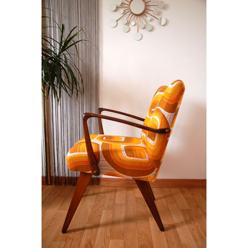 Vintage 1970s orange pattern armchair