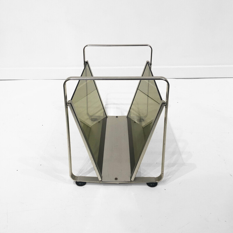 Vintage Space Age Drinks Bar Cart Trolley & Magazine Rack by Av Handwerk, 1970s