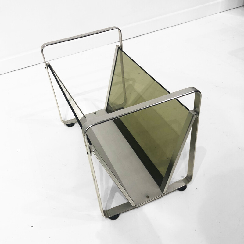 Vintage Space Age Drinks Bar Cart Trolley & Magazine Rack by Av Handwerk, 1970s