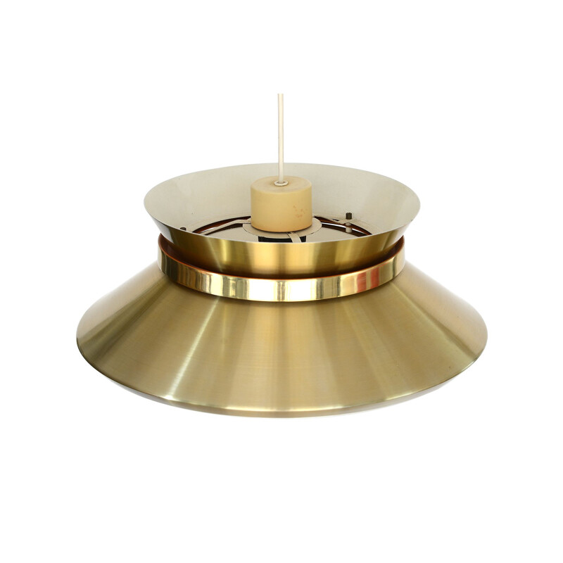 Vintage Pendant light in brass colored aluminium by Carl-Thore for Granhaga Metall, Sweden, 1970s