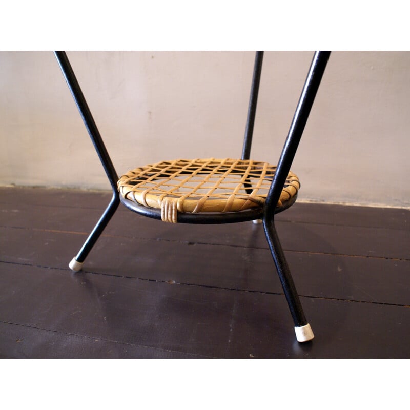 Coffee table in rattan, glass and metal, Dirk VAN SLIEDREGT - 1960s