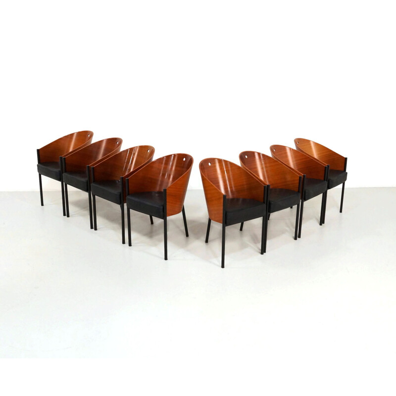 Set of 8 vintage walnut Costes chairs by Philippe Starck from Driade