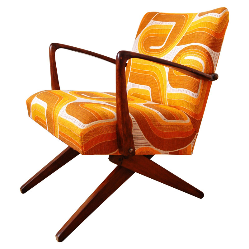 Vintage 1970s orange pattern armchair