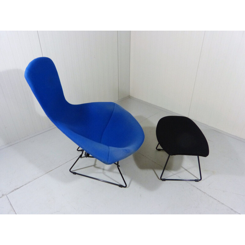 Vintage Bird Lounge Chair & Footstool by Harry Bertoia, 1980s