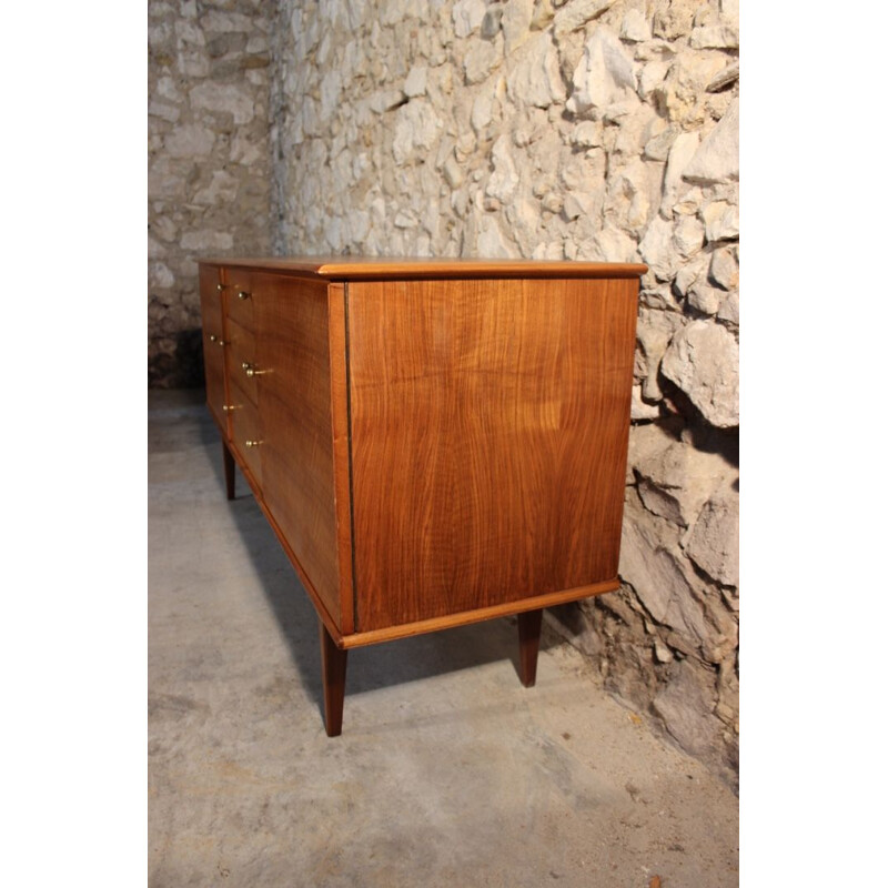 Vintage walnut sideboard, Scandinavian style, by Alfred Cox, 1950s