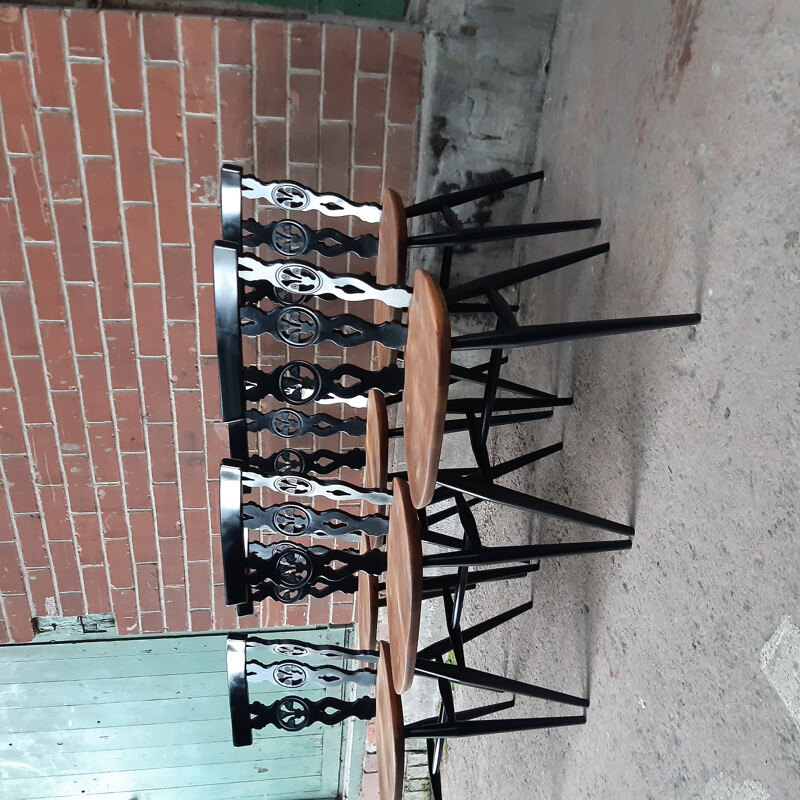 Lot de 6 chaises à repas vintage Fleur De Lye par Ercol