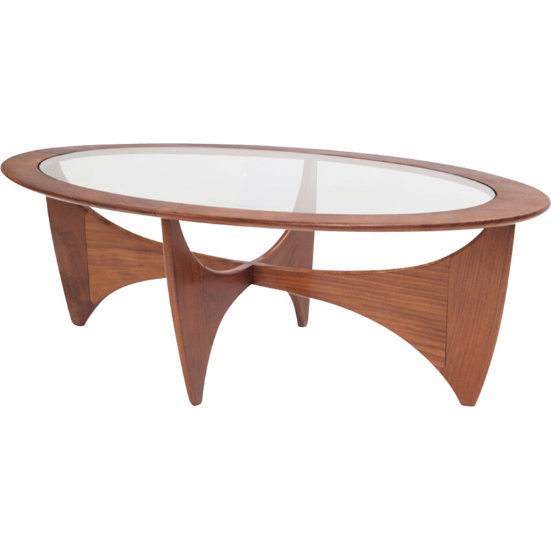 "Astro" oval coffee table in teak and glass - 1960s