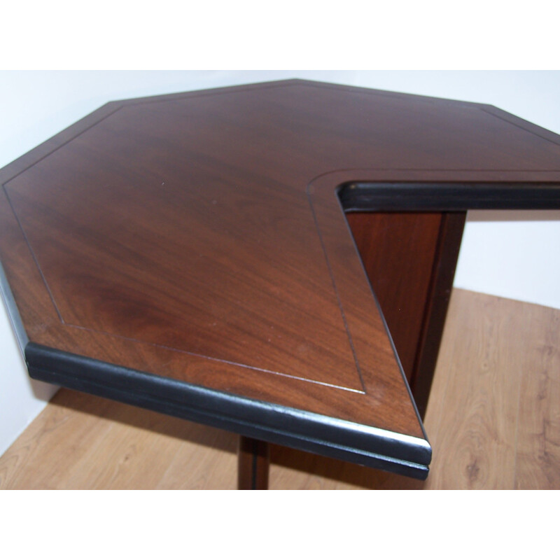 Vintage freeform mahogany desk, 1970s