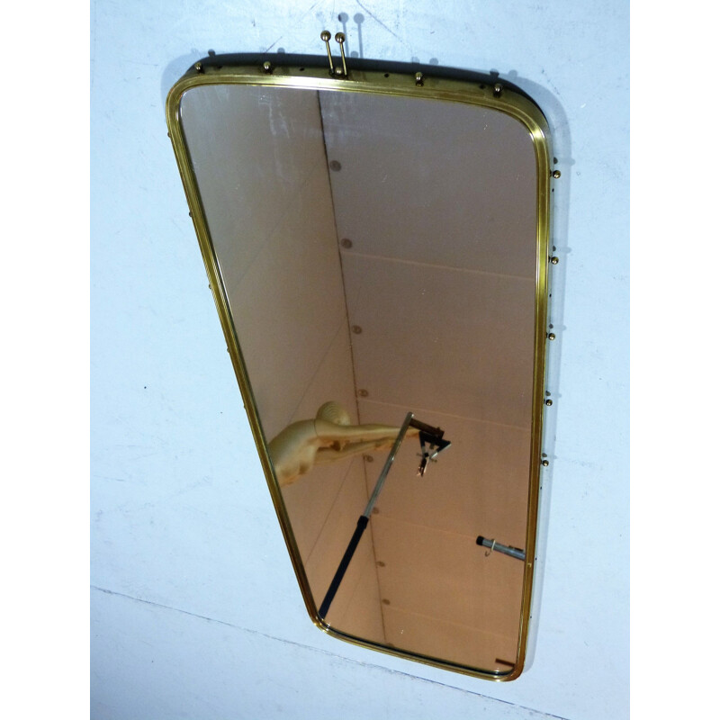 Vintage Brass wall mirror by Münchener Zierspiegel, Germany 1960s