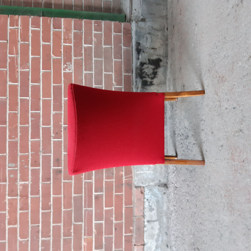 Vintage teak and red fabric Armchair by Parker Knoll