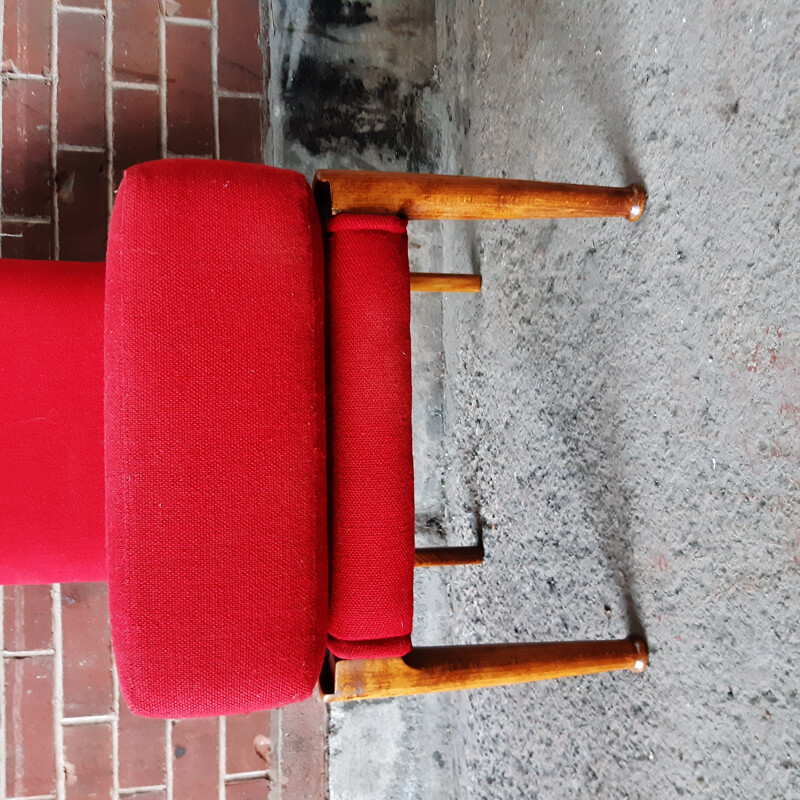 Vintage-Sessel aus Teakholz und rotem Stoff von Parker Knoll