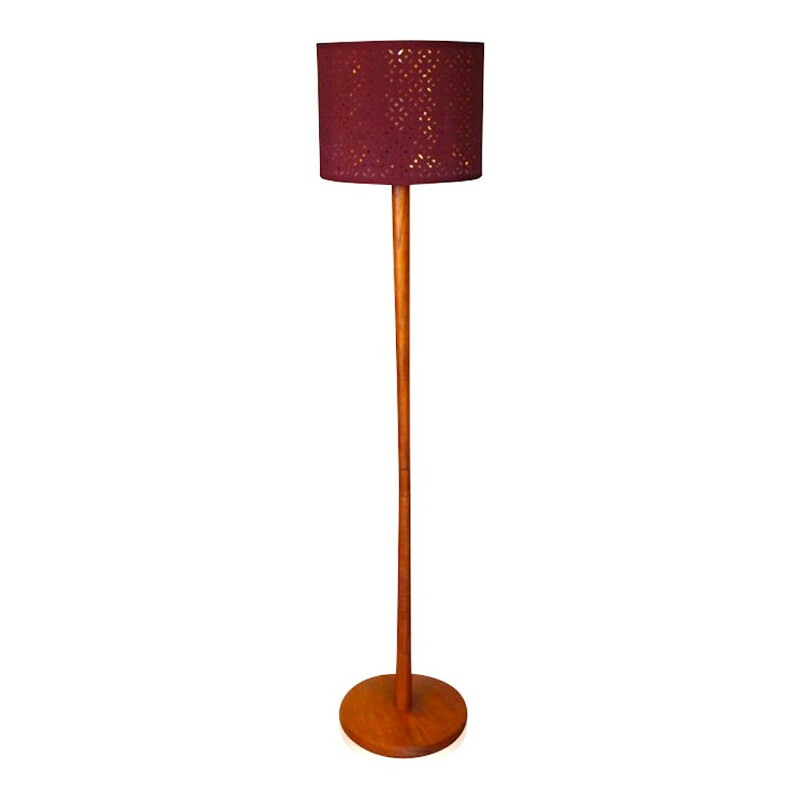 Vintage Scandinavian teak floor lamp in diabolo shape