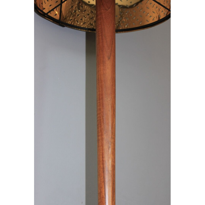 Vintage Scandinavian teak floor lamp in diabolo shape