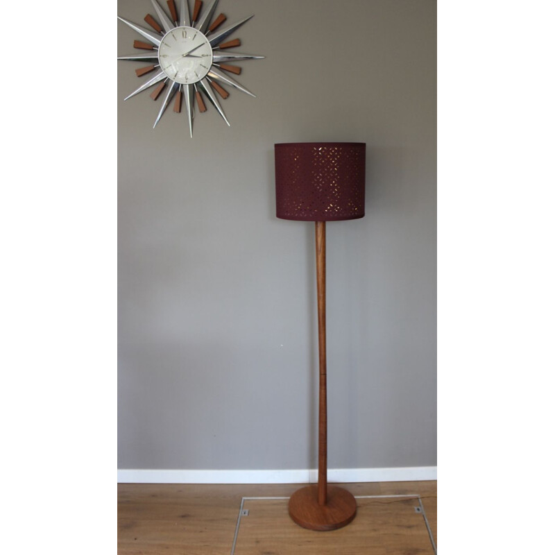 Vintage Scandinavian teak floor lamp in diabolo shape