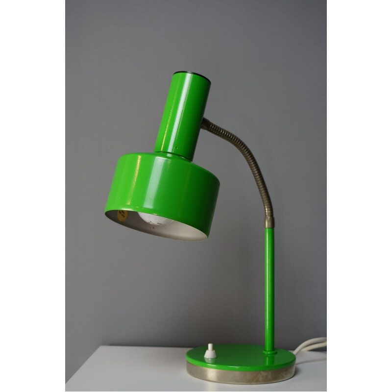 Lampe articulée vintage verte en métal chromé 1960