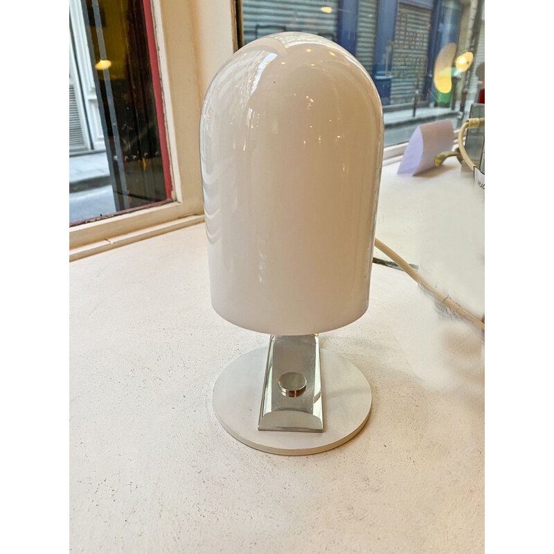 Vintage Space Age opaline and chrome lamp