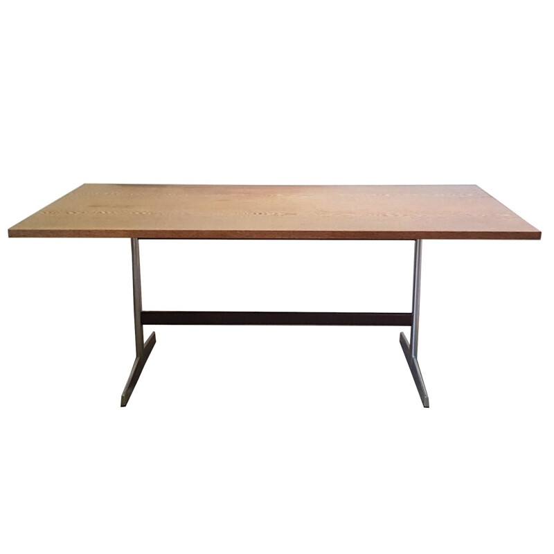 Vintage wenge and chrome dining table for Pastoe, Netherlands, 1970