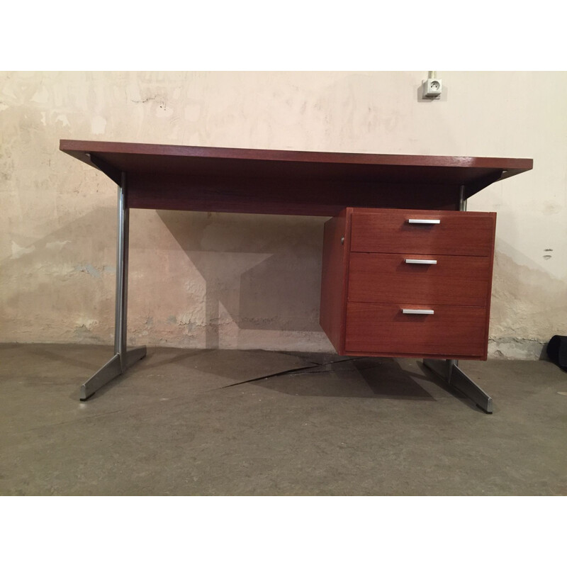 Vintage chromen bureau van Cees Braakman voor Pastoe, 1960