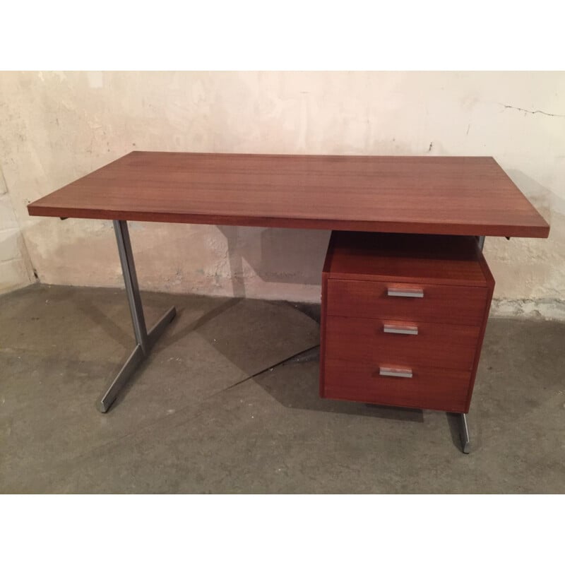 Vintage chromen bureau van Cees Braakman voor Pastoe, 1960