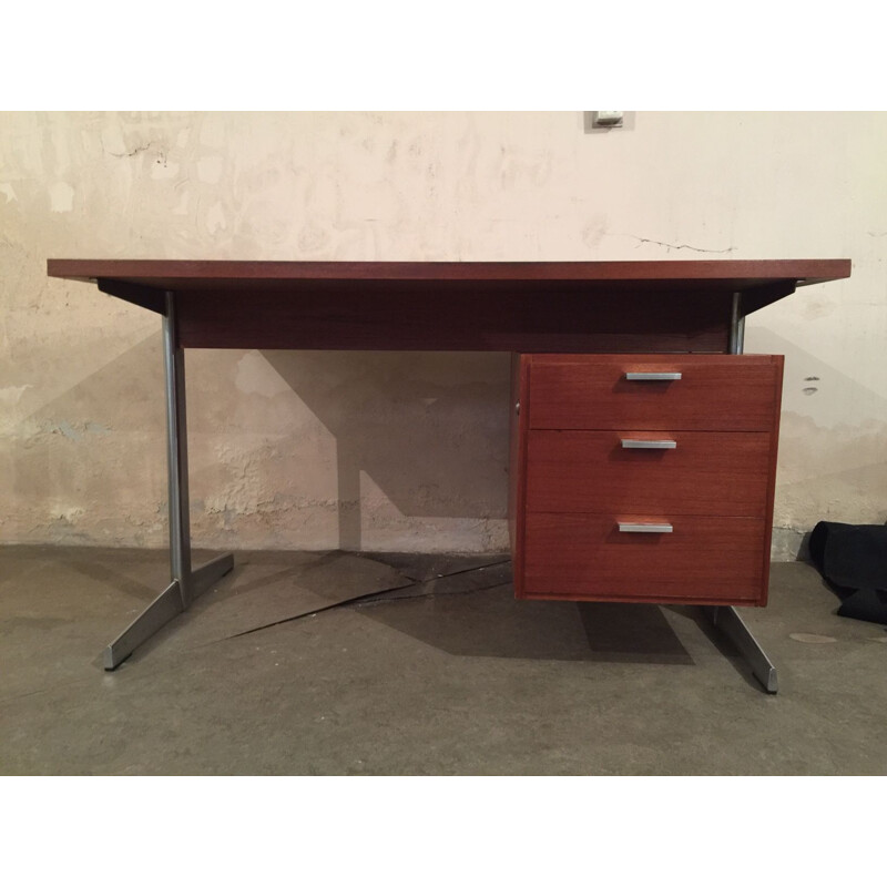 Vintage chromen bureau van Cees Braakman voor Pastoe, 1960