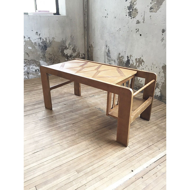 Vintage coffee table with magazine rack 1970