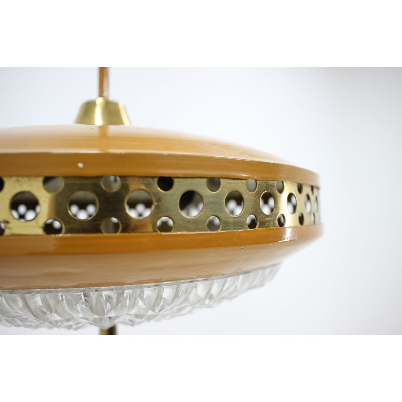 Vintage metal and glass pendant lamp for the Brussels Expo, Czechoslovakia 1960