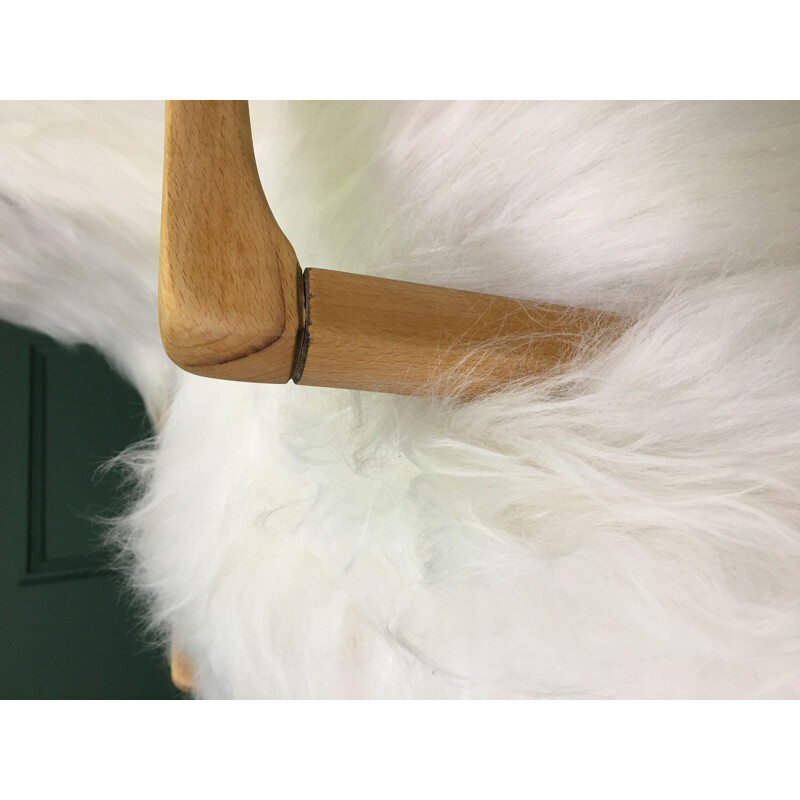 Vintage white sheepskin armchair