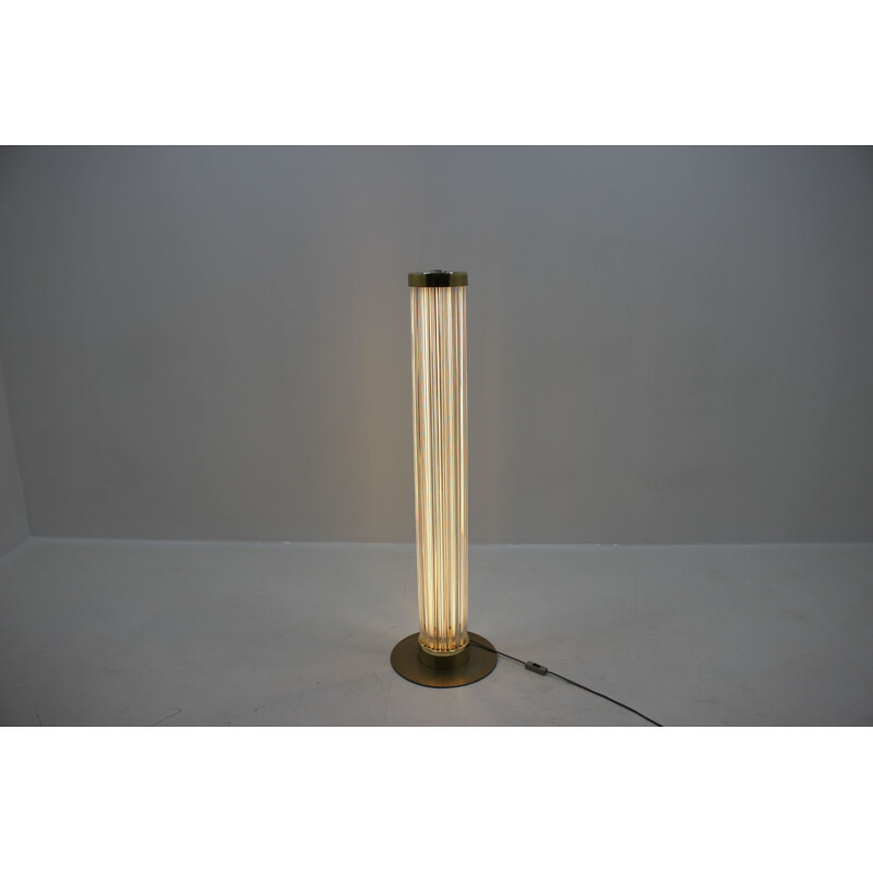 Vintage brass and glass floor lamp Kamenicky Senov, 1960