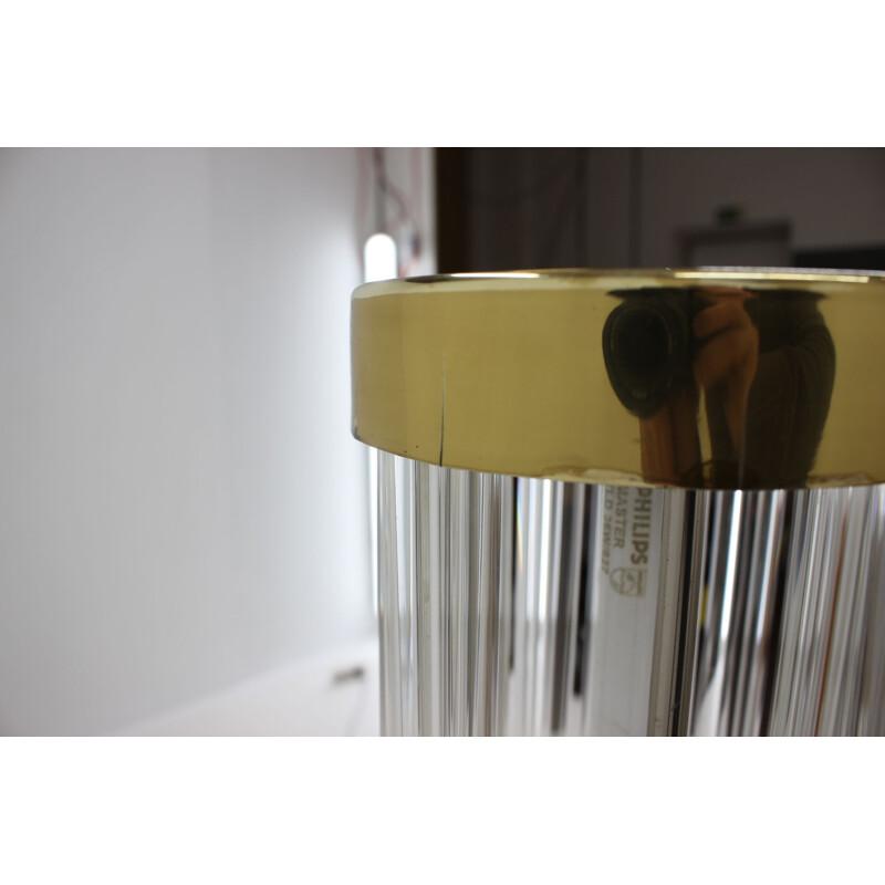 Vintage brass and glass floor lamp Kamenicky Senov, 1960