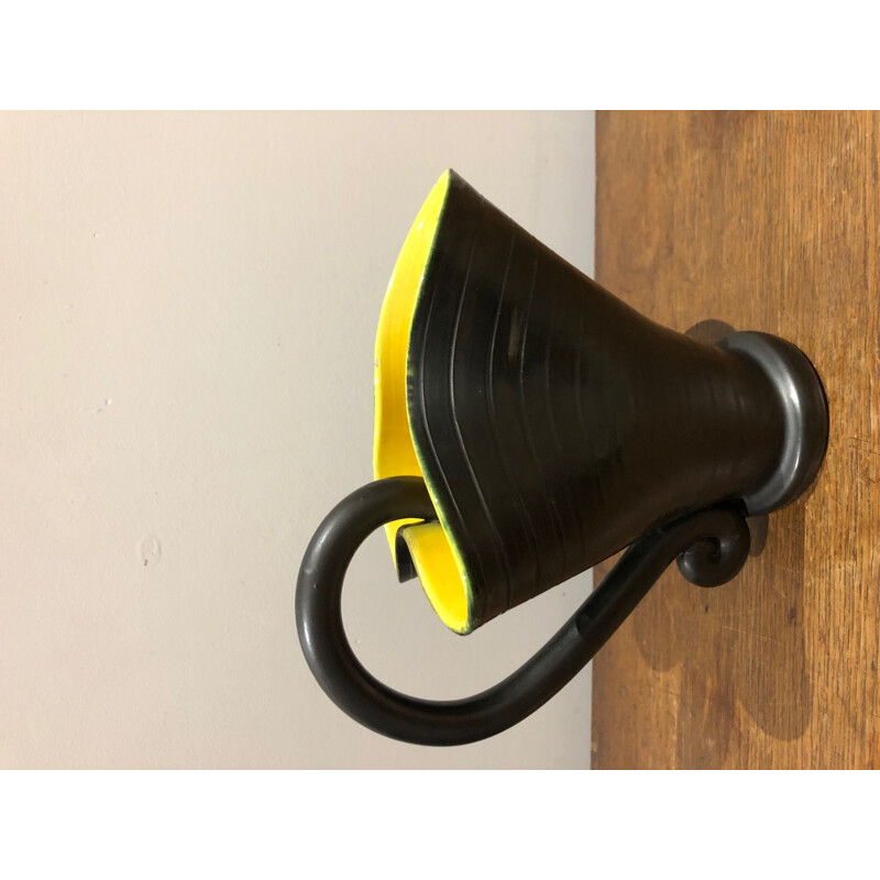 Vintage pitcher black and yellow from Vallauris 