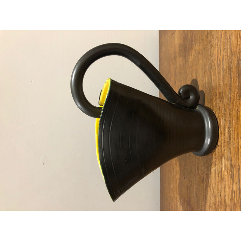 Vintage pitcher black and yellow from Vallauris 