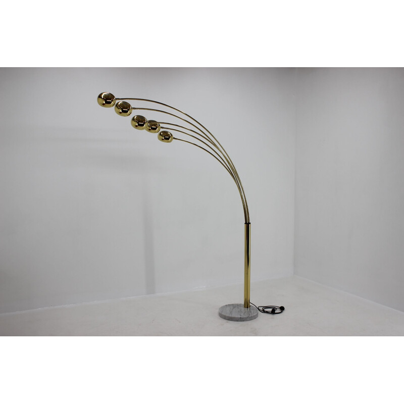 Vintage brass floor lamp with five lights, Italy, 1990