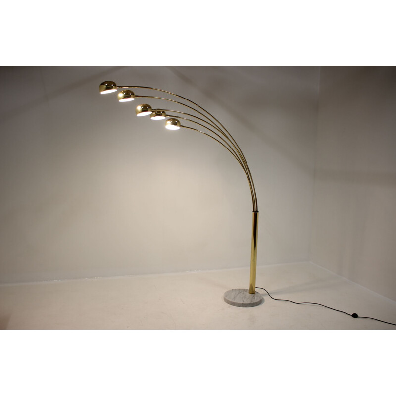 Vintage brass floor lamp with five lights, Italy, 1990