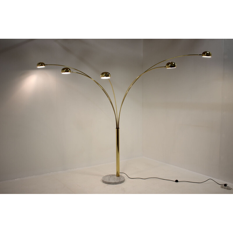 Vintage brass floor lamp with five lights, Italy, 1990