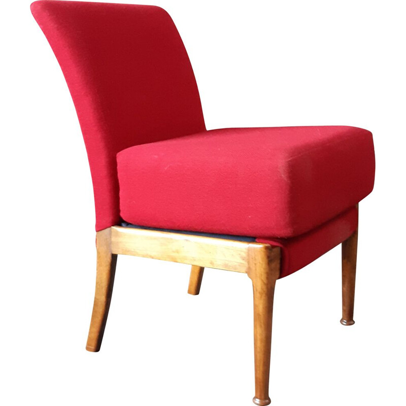 Vintage-Sessel aus Teakholz und rotem Stoff von Parker Knoll
