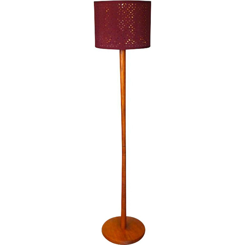 Vintage Scandinavian teak floor lamp in diabolo shape