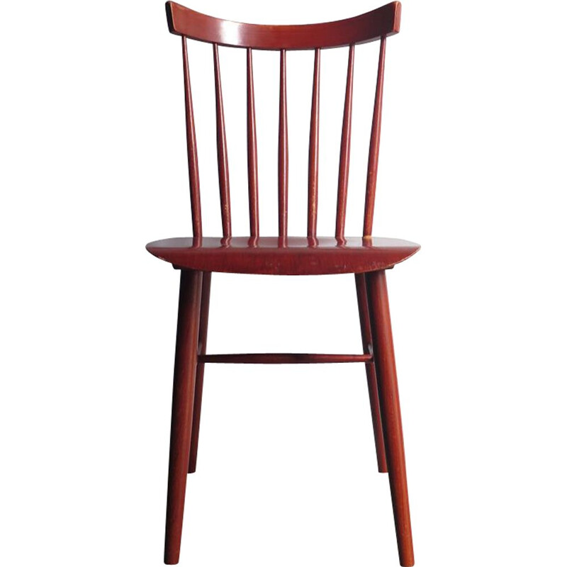 Chaise scandinave vintage en bois rouge
