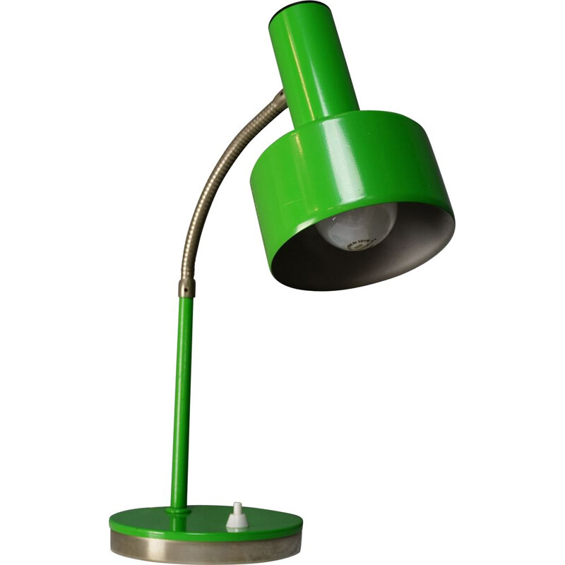 Lampe articulée vintage verte en métal chromé 1960