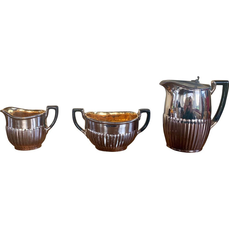 Vintage earthenware coffee set by Langeais