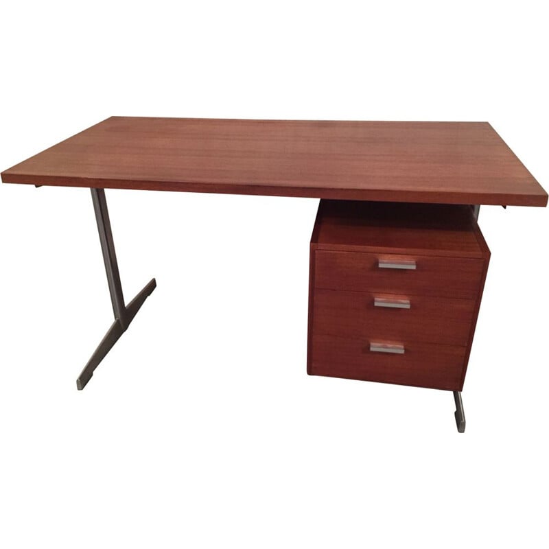 Vintage chromen bureau van Cees Braakman voor Pastoe, 1960