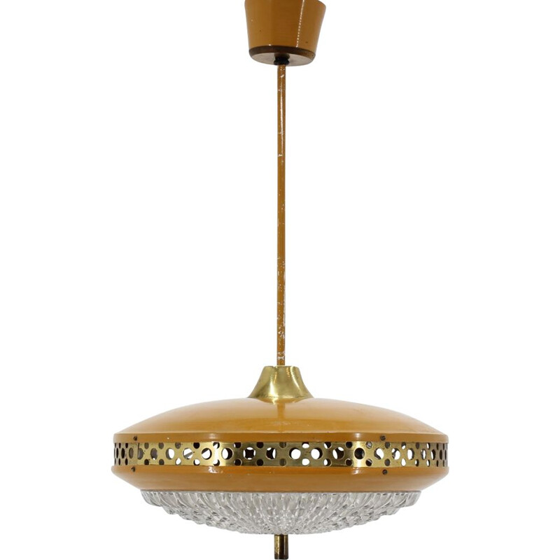 Vintage metal and glass pendant lamp for the Brussels Expo, Czechoslovakia 1960