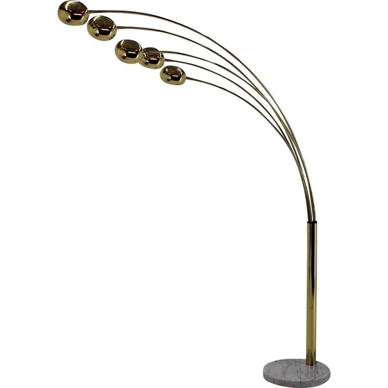 Vintage brass floor lamp with five lights, Italy, 1990