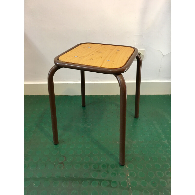 Vintage stool in steel and wood