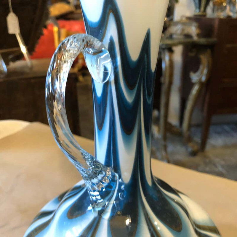 Pichet vintage en verre de Murano bleu, 1970