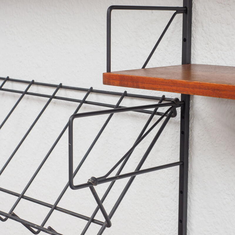 Vintage teak wall shelving system, 1960s