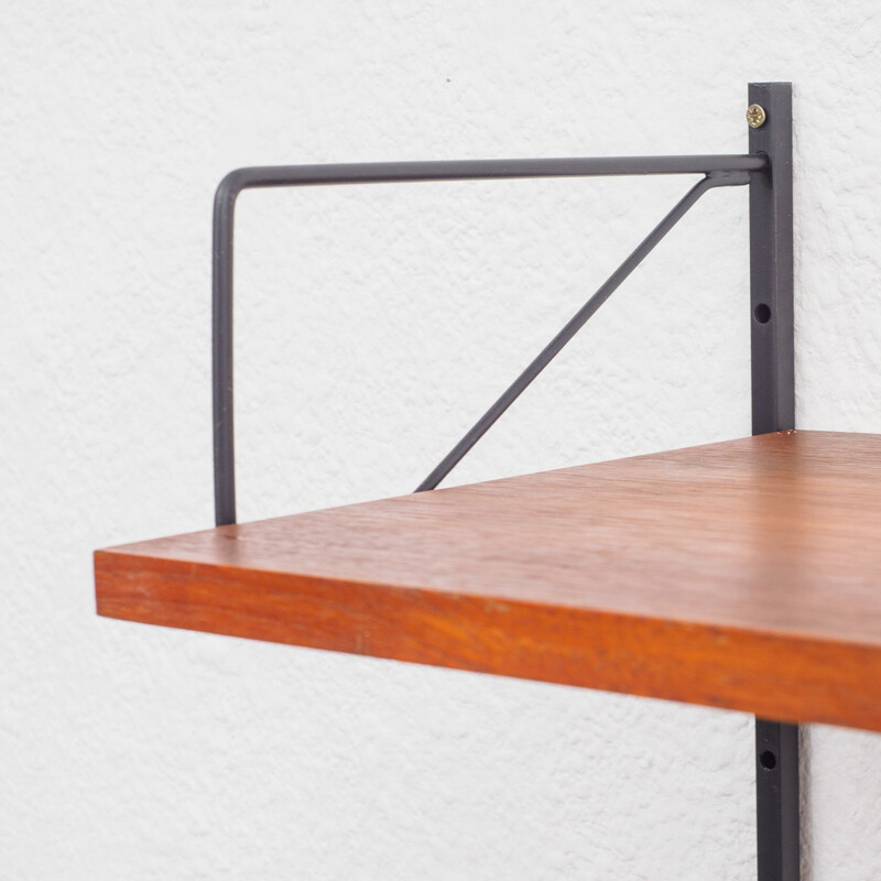 Vintage teak wall shelving system, 1960s