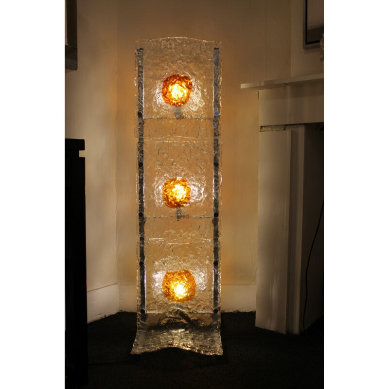 Floor lamp in Murano glass and chromed metal - 1970s