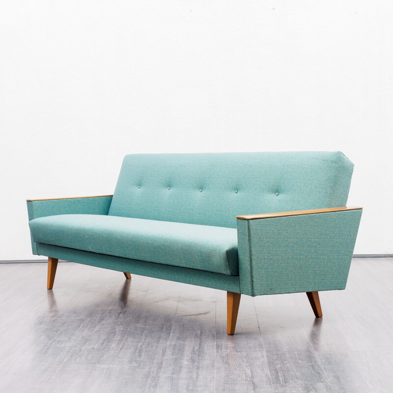 Vintage 3-seater sofa in beech and fabric, 1960s