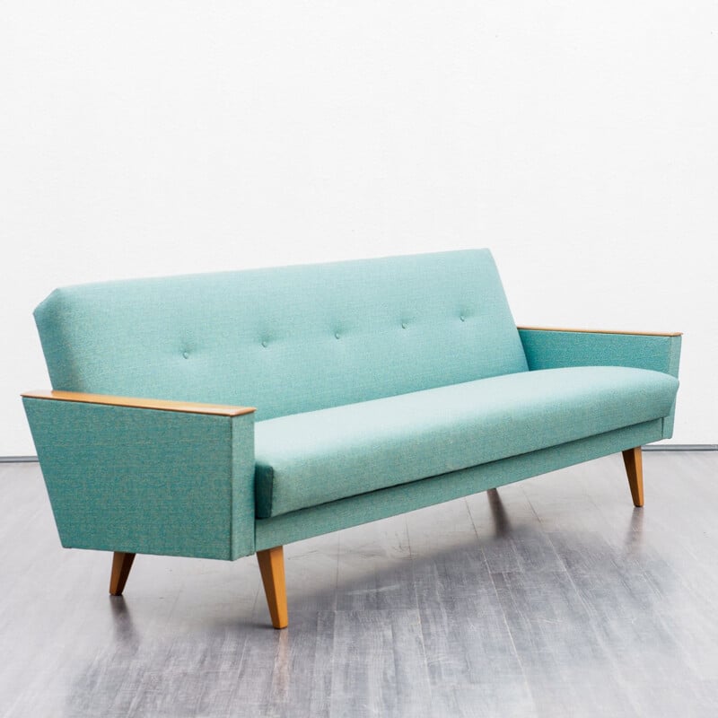 Vintage 3-seater sofa in beech and fabric, 1960s