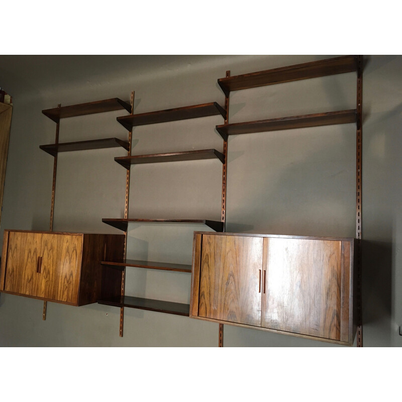 Vintage rosewood wall bookcase shelves Kau Ktistiansen